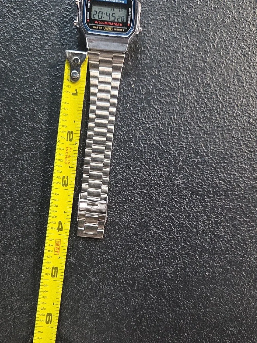 Casio Silver Digital Illuminator Watch with Black Dial Accents